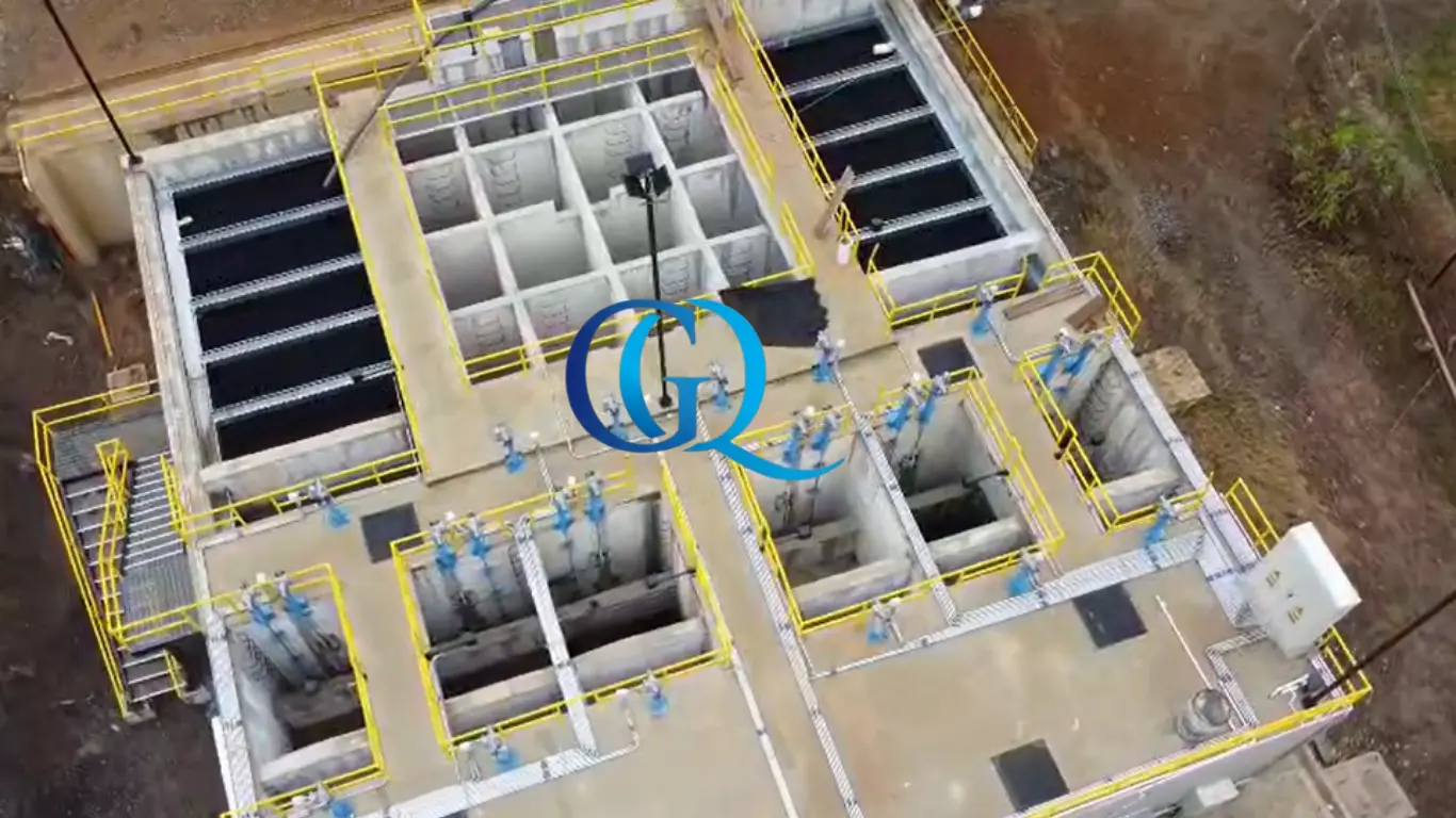 Módulos de sedimentación lamelar instalados en seco dentro de un sedimentador
